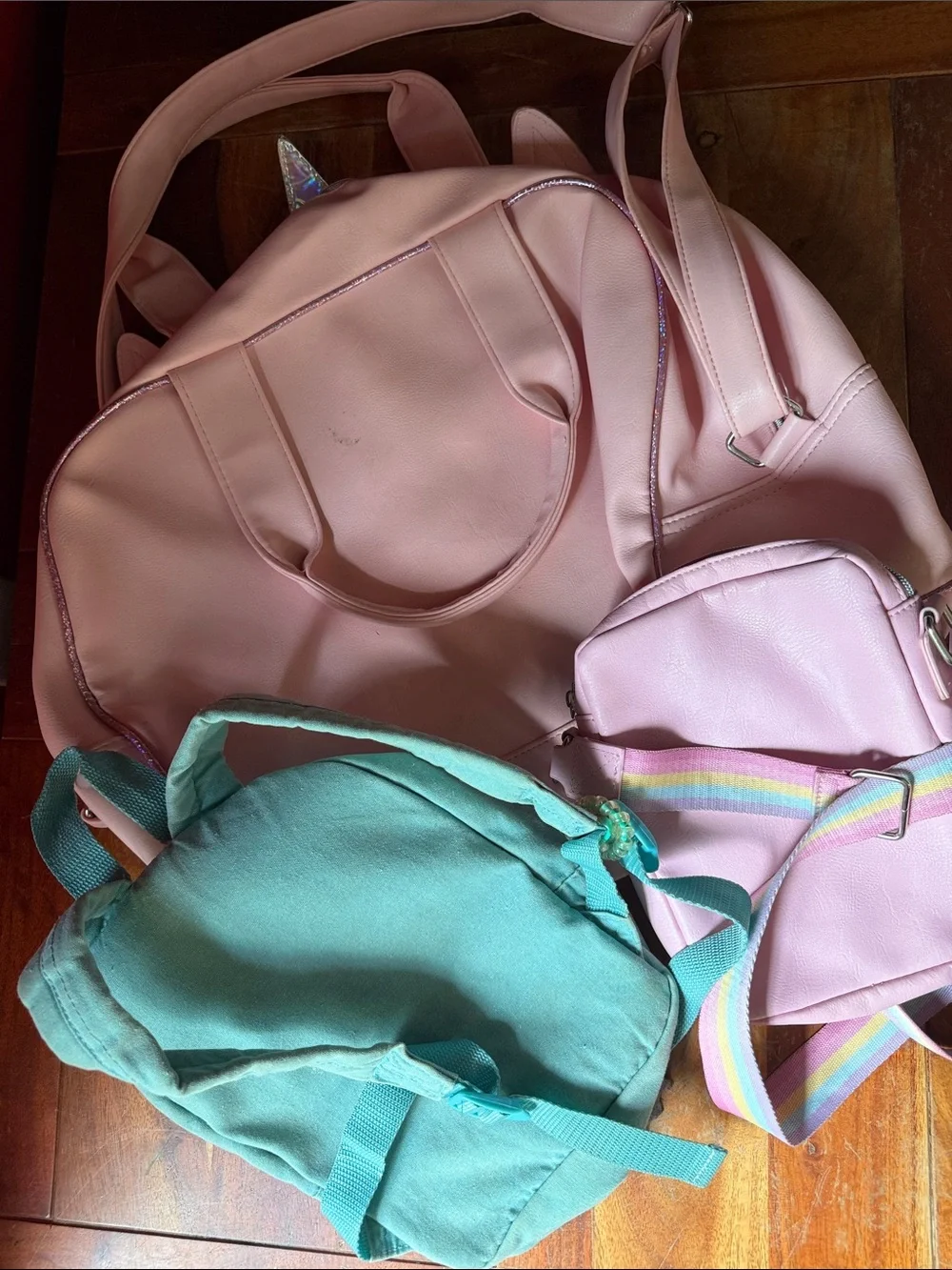 Girls Unicorn & Owl Kids Backpack Set - Pink and Teal